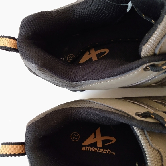 Athletech Gray Black Faux Leather Mesh Lace Up Low Cut Running Sneakers sz 7.5 - Picture 4 of 7